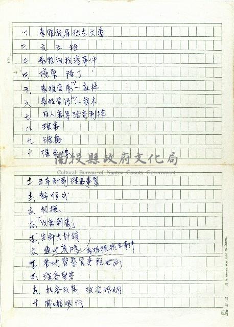目次(泰雅族眉社古文書…)藏品圖，第1張