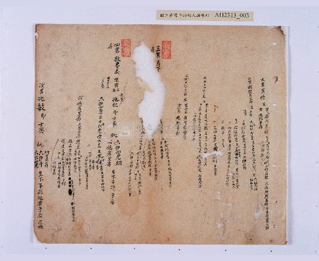 嘉慶二十三年（1818）及之前岸裡社潘敦家族系譜及祭祖物料相關記錄藏品圖，第4張