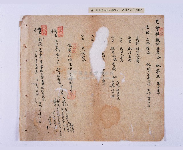 嘉慶二十三年（1818）及之前岸裡社潘敦家族系譜及祭祖物料相關記錄藏品圖，第3張