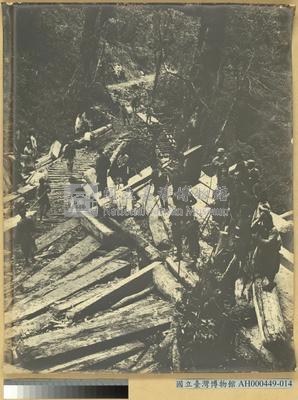 臺中州新高郡番地巒大山檜材木運搬之景藏品圖，第3張