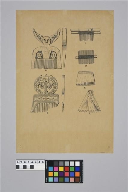陳奇祿手稿-排灣、雅美族的梳子藏品圖，第1張