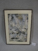 水鳥水彩畫(裝框)藏品圖，第1張