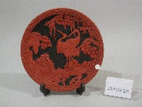 黑底紅色雙鶴圖-紀念盤藏品圖，第1張