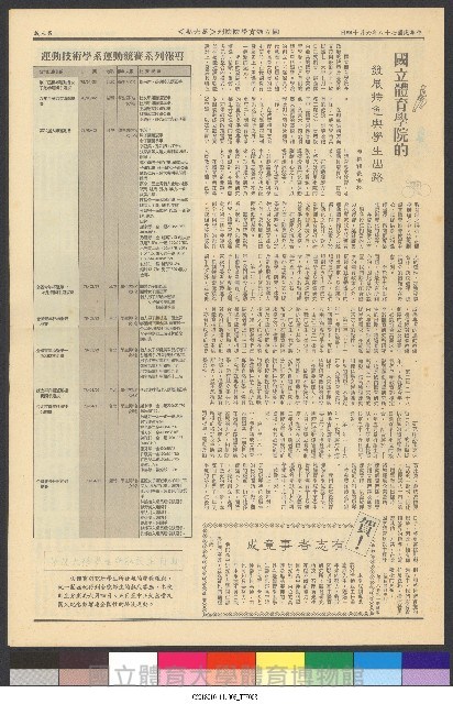 國立體育大學校刊-第1期~104期(缺23、58期;27和28同期)、缺82期) 藏品圖，第25張