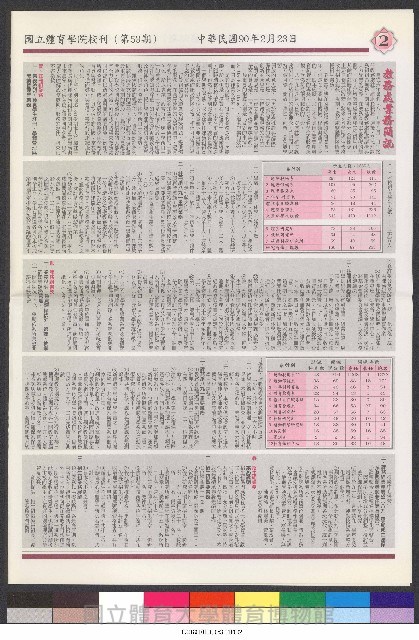 國立體育大學校刊-第1期~104期(缺23、58期;27和28同期)、缺82期) 藏品圖，第213張