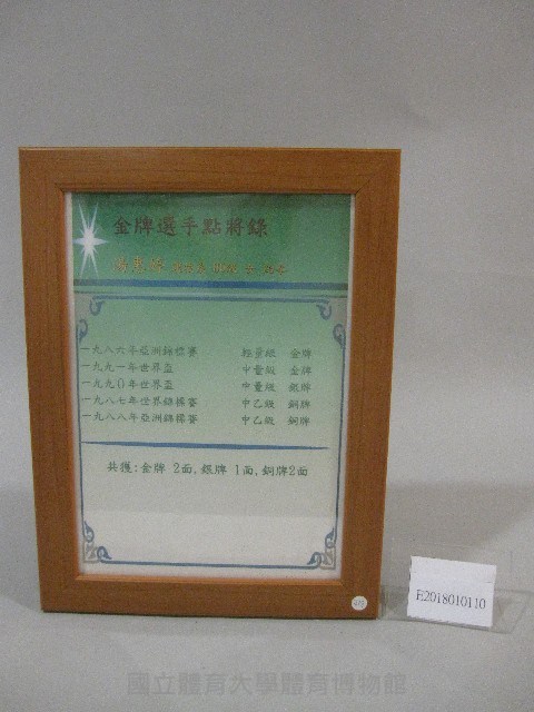 80級運技系湯惠婷跆拳成績表-點將錄(裝框)藏品圖，第1張