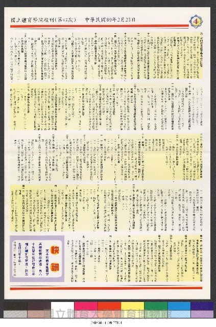 國立體育大學校刊-第1期~104期(缺23、58期;27和28同期)、缺82期) 藏品圖，第199張