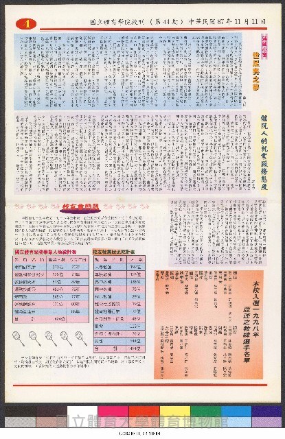 國立體育大學校刊-第1期~104期(缺23、58期;27和28同期)、缺82期) 藏品圖，第179張