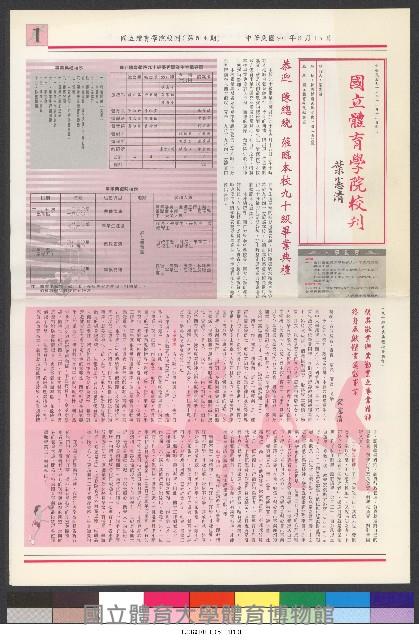 國立體育大學校刊-第1期~104期(缺23、58期;27和28同期)、缺82期) 藏品圖，第216張