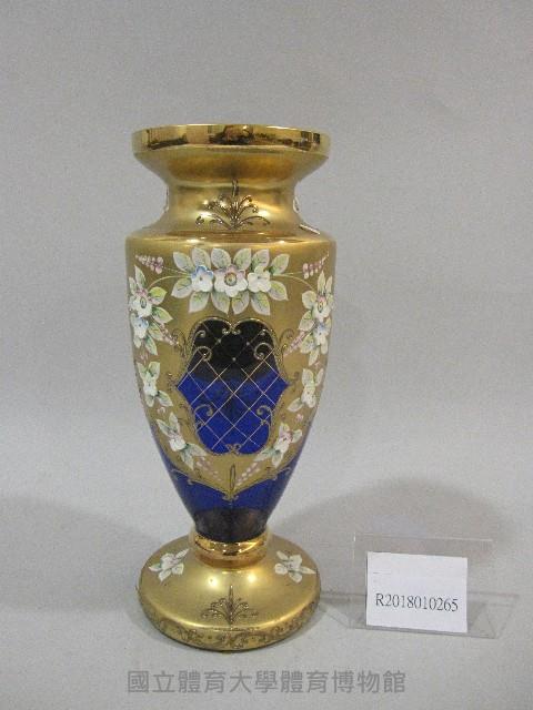 金身彩繪藍白花色花瓶藏品圖，第1張