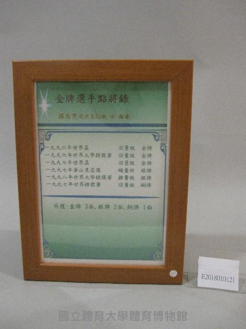 88級運技系賴秀雯跆拳成績表-點將錄(裝框)藏品圖，第1張