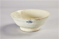 瓷製藍色如意結白碗藏品圖，第1張