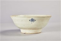 瓷製藍色如意結白碗藏品圖，第2張