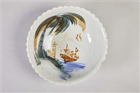 白釉彩繪海景花瓣陶碗藏品圖，第3張