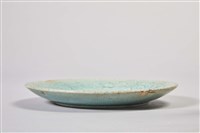 天青開片牡丹浮雕瓷盤藏品圖，第2張