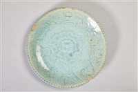 天青開片牡丹浮雕瓷盤藏品圖，第3張