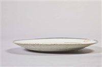 素面藍綠圈紋白瓷盤藏品圖，第2張
