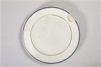 素面藍綠圈紋白瓷盤藏品圖，第3張