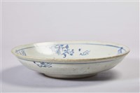 雙鳳花紋青花陶盤藏品圖，第2張