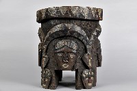 浮雕人面百步蛇木椅藏品圖，第2張