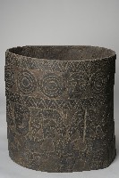 無底人面百步蛇紋木製穀桶藏品圖，第1張