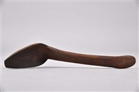 彎柄素面木製匙藏品圖，第1張