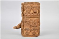 浮雕人面百步蛇竹製杯藏品圖，第2張