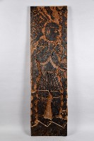 淺浮雕側身男性及百步蛇紋門板藏品圖，第1張