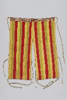 拼接紅黃灰三色布條後敞褲藏品圖，第1張