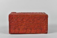 人面百步蛇紋紅漆木雕盒藏品圖，第2張