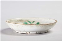 黃粉花葉紋瓷碟藏品圖，第2張