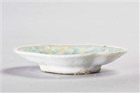 菱形青底黃粉花紋瓷碟藏品圖，第2張