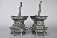 六角六足束腰合金燭台藏品圖，第1張