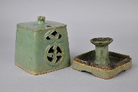 鏤空青釉油燈藏品圖，第3張