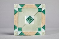 四色四瓣幾何瓷製花磚藏品圖，第1張