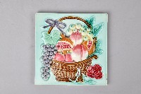 淺藍底水果籃瓷製花磚藏品圖，第1張