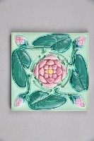 綠底蓮花瓷製花磚藏品圖，第1張