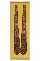 刺繡黑邊桃紅花鳥帳簾劍帶藏品圖，第1張