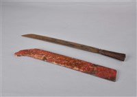 百步蛇狀朱漆佩刀藏品圖，第1張