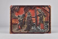 加彩戲曲人像木雕牌飾藏品圖，第1張