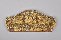 綠底貼金雙鳳牡丹紋木製壁飾藏品圖，第1張