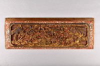 紅底金漆竹鹿木雕牆飾藏品圖，第1張