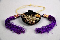 金綠色釘線葡萄刺繡黑香包-2藏品圖，第1張
