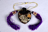 金綠色釘線葡萄刺繡黑香包-2藏品圖，第2張