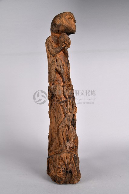 猴子群像木雕柱藏品圖，第4張