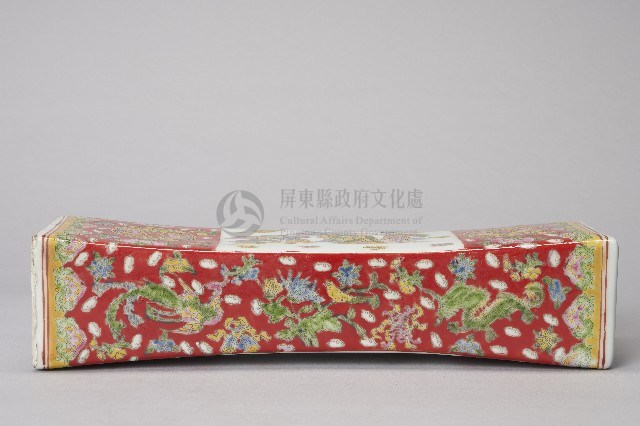 青紅瓷壽枕-紅邊南極仙翁藏品圖，第1張