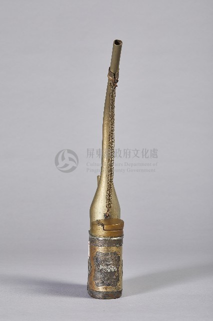 螺鈿花卉紋雙筒水煙斗-斗身藏品圖，第2張