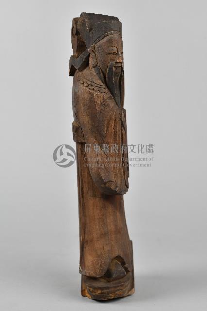 直立老人木雕像藏品圖，第3張