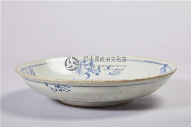 雙鳳花紋青花陶盤藏品圖，第2張