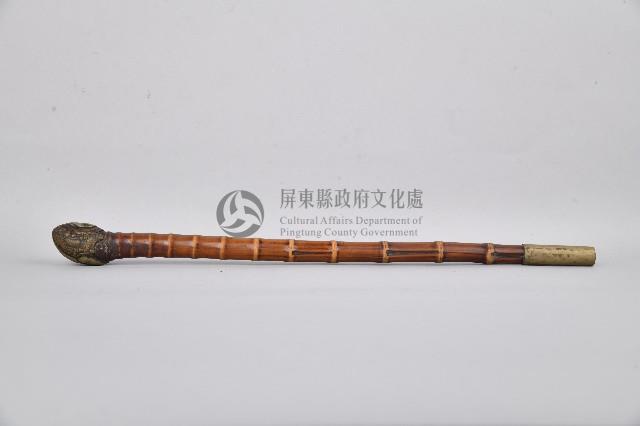 雙鯉魚紋金屬製煙鍋竹製旱煙桿藏品圖，第1張